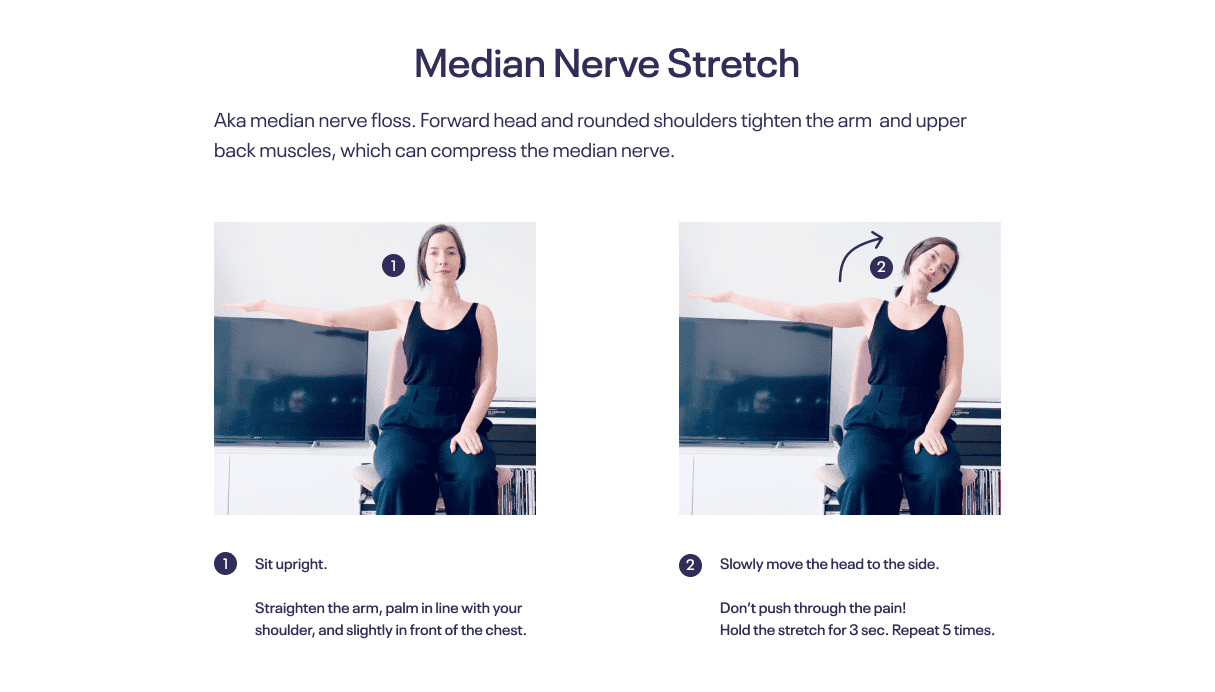 Median nerve floss and neck stretch